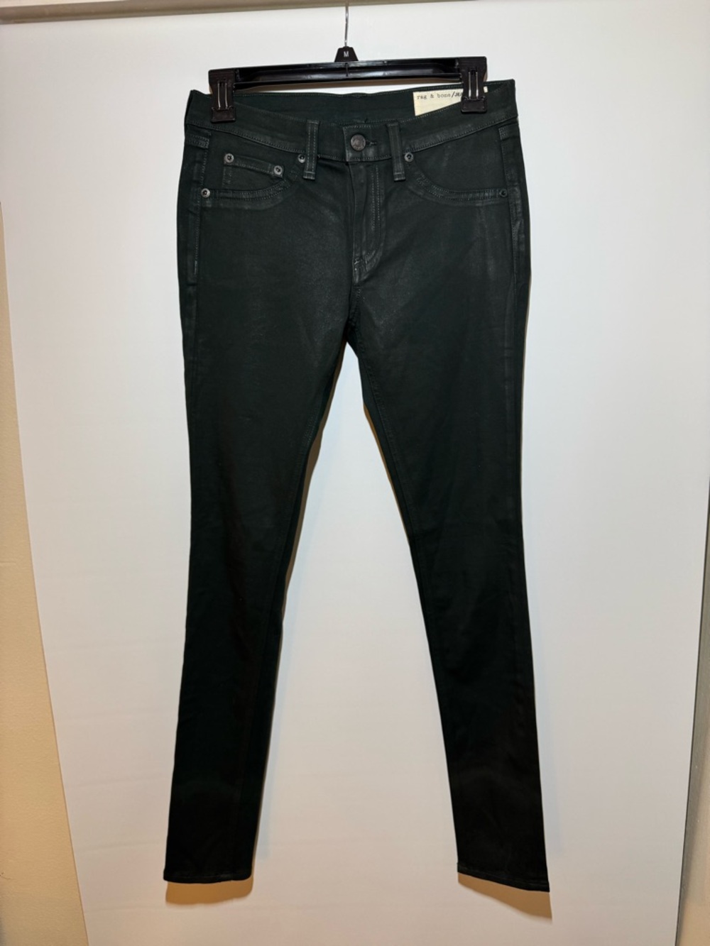 Rag & Bone Dark Green Waxed Skinny Jeans / Leggings โ Size 26